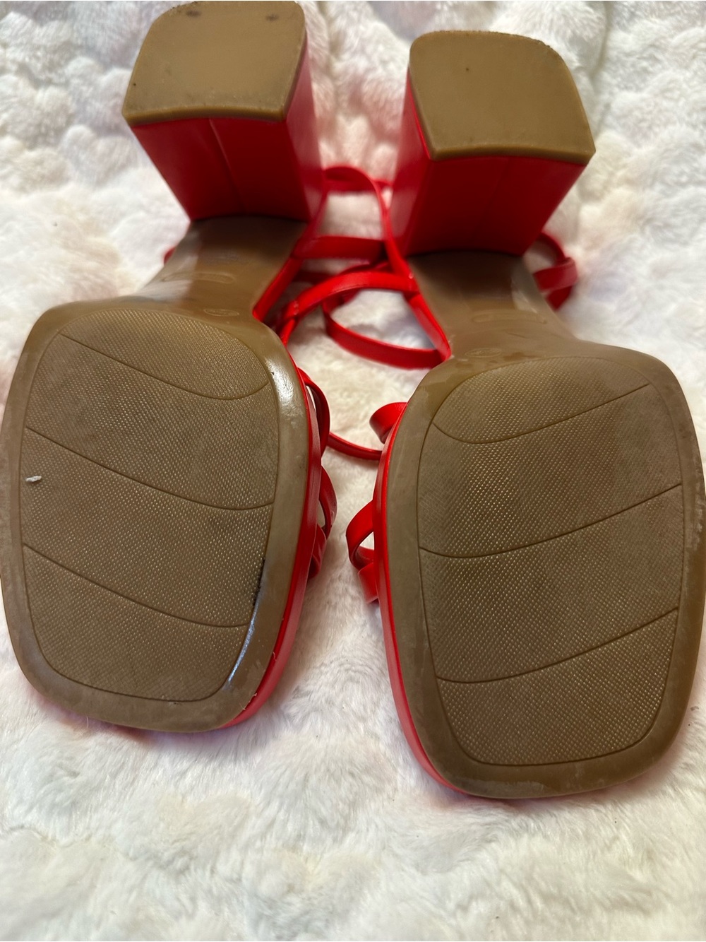 Nine West Red Strappy Block Heel Sandals - Picture 4 of 7